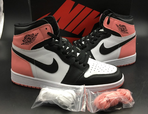 2017 Air Jordan 1 Retro High OG NRG White Rust Pink-Black Shoes - Click Image to Close